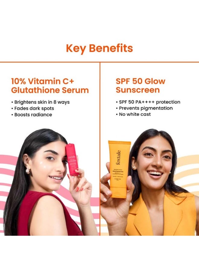 Foxtale Complete Glow Combo | Vitamin C Face Wash 100ml+ 10% Vit C Serum 30ml + Radiance Mask 75g + SPF 50 Sunscreen 50ml | Removes tan, brightens, hydrates & protects | For radiant, even-toned skin - Image 3
